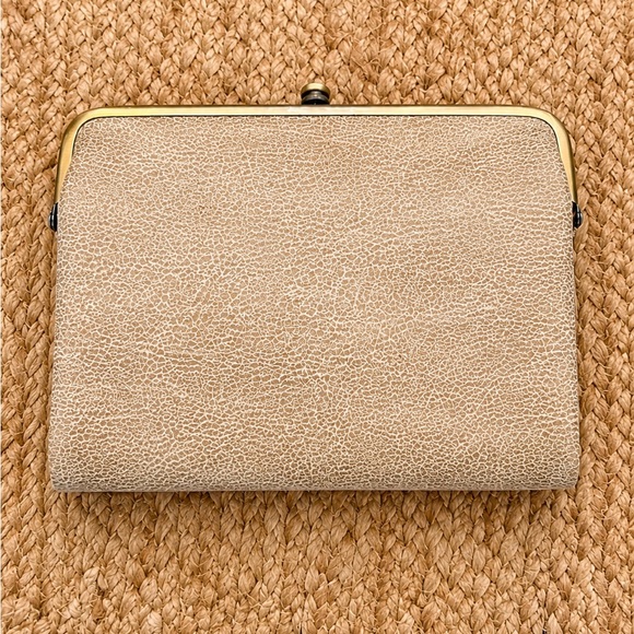 HOBO Handbags - HOBO Tan Leather Frame Clutch with Gold-Tone Hardware NWT